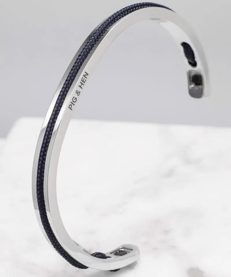 Navarch Cuff Bracelet 6mm in Navy/Silver