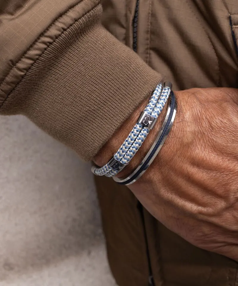 Navarch Cuff Bracelet 6mm in Navy/Silver