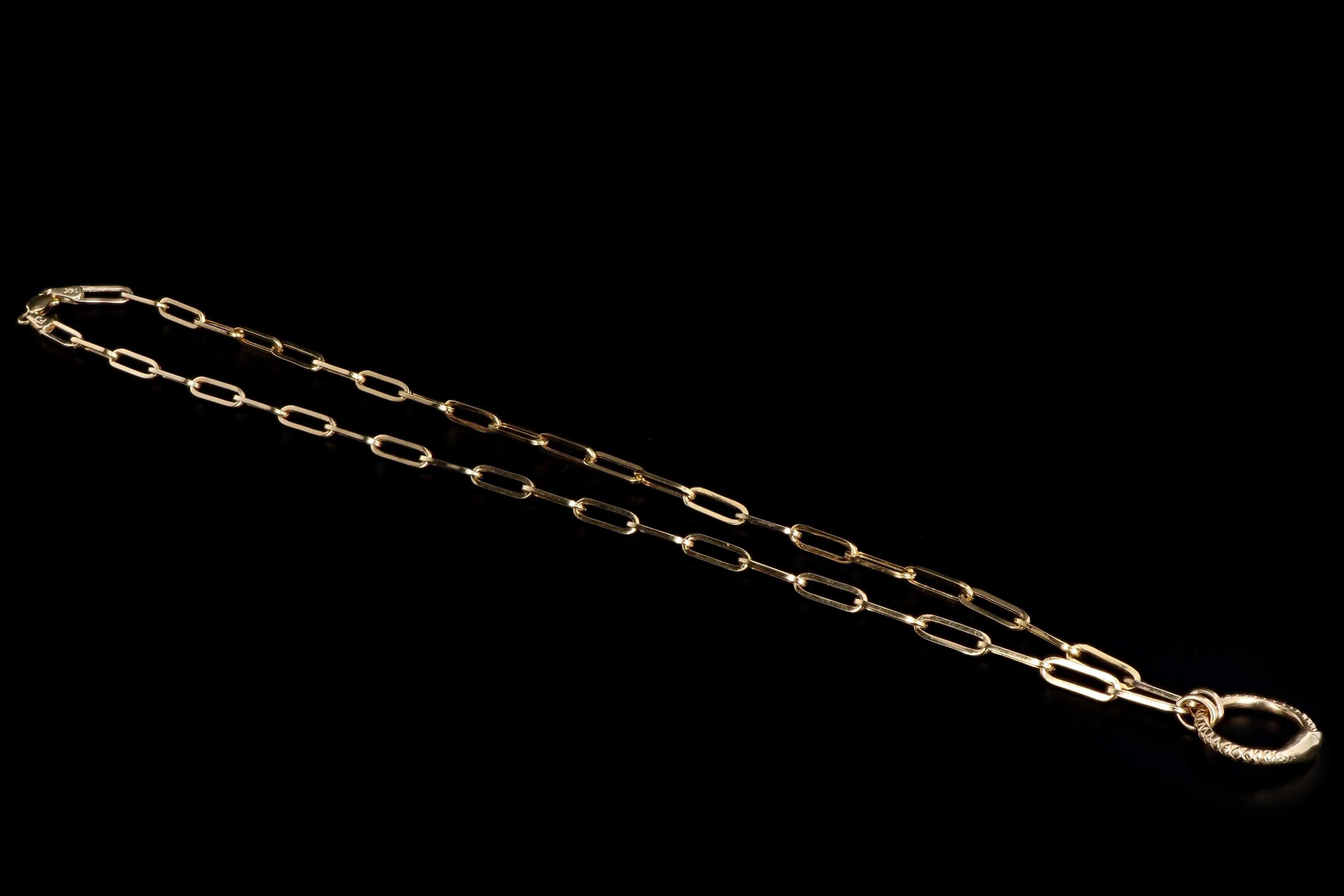 New 14k Gold Large Paper Clip Chain with Snake Enhancer Necklace