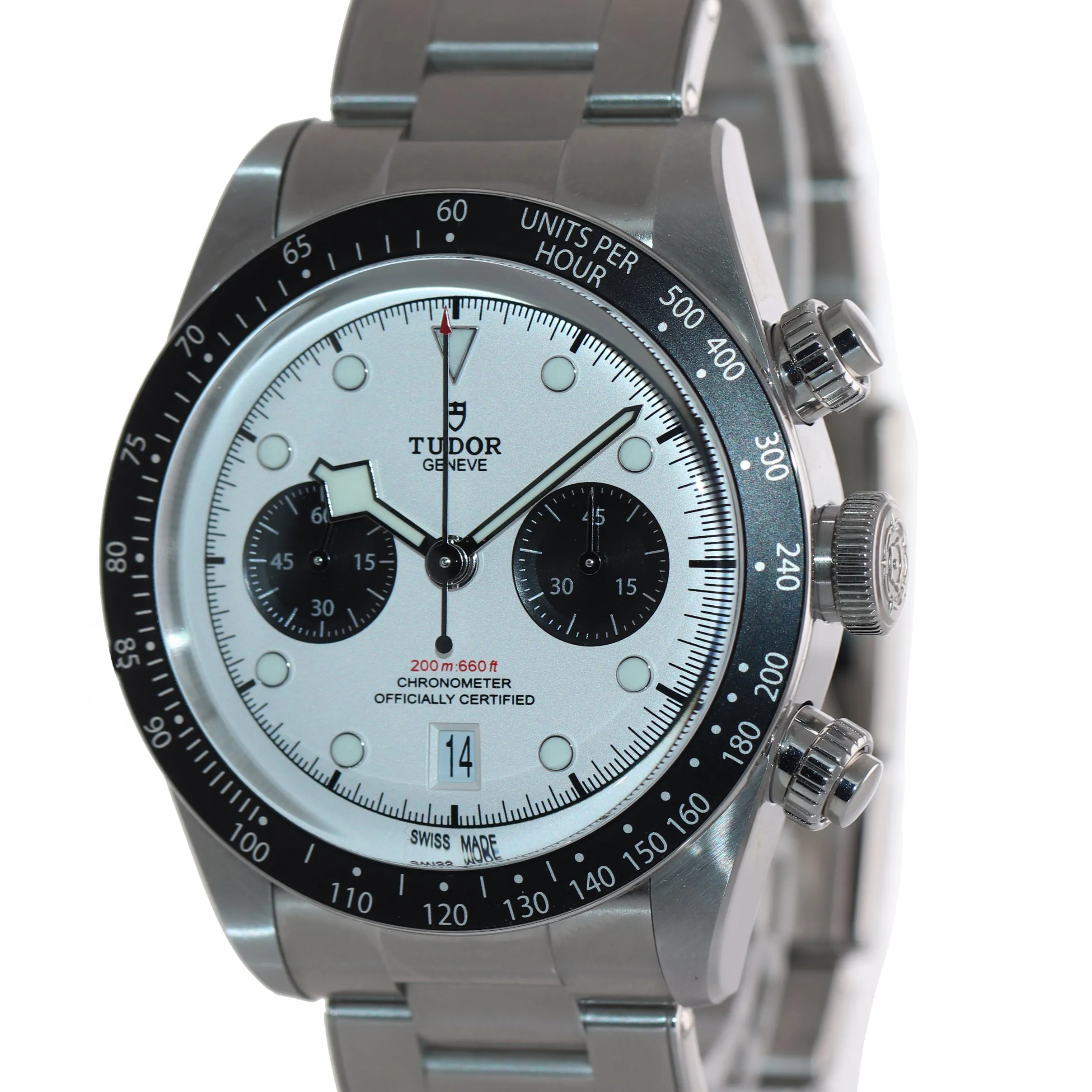 NEW MAY 2021 Tudor Black Bay Chrono Panda Steel 41mm White Date Watch 79360