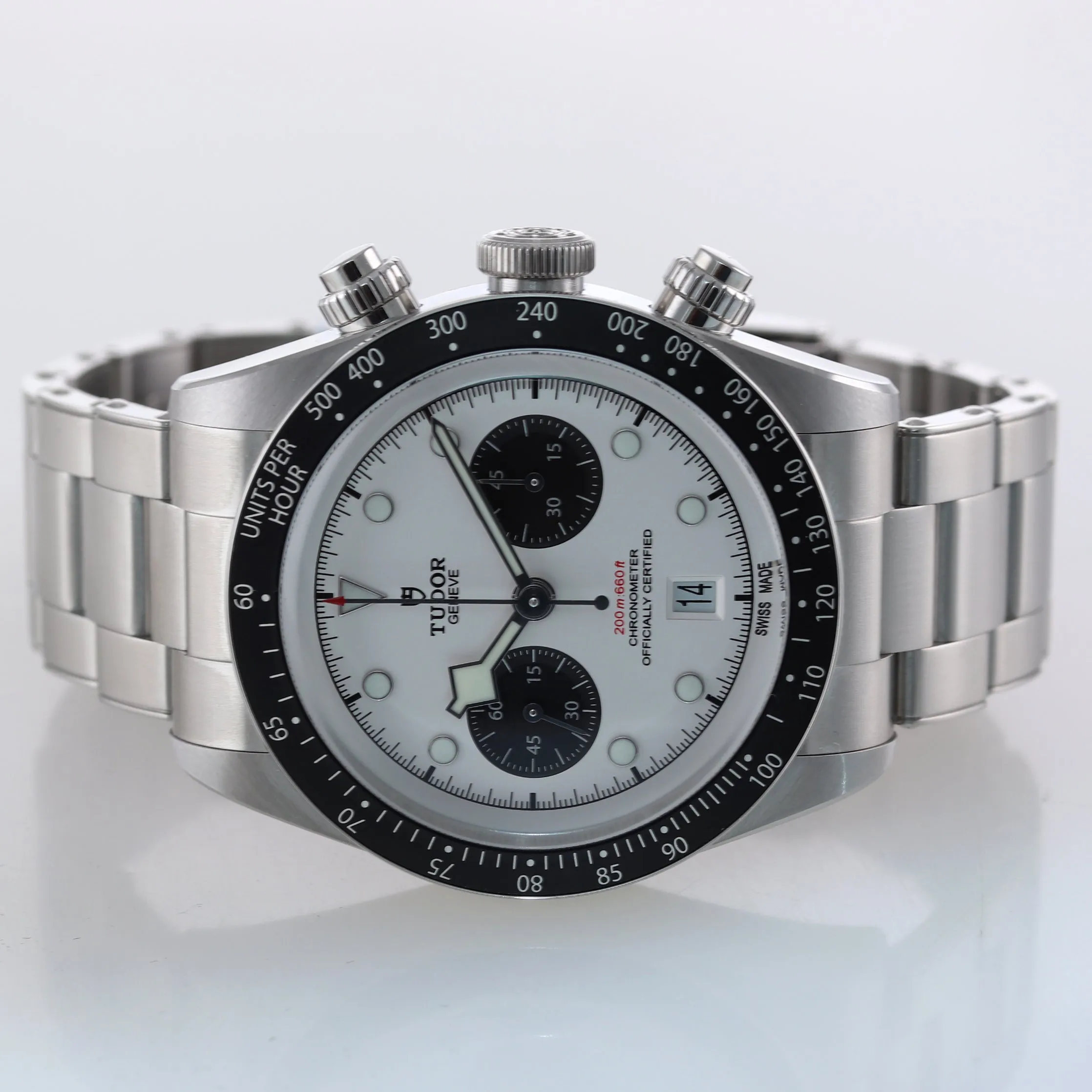 NEW MAY 2021 Tudor Black Bay Chrono Panda Steel 41mm White Date Watch 79360
