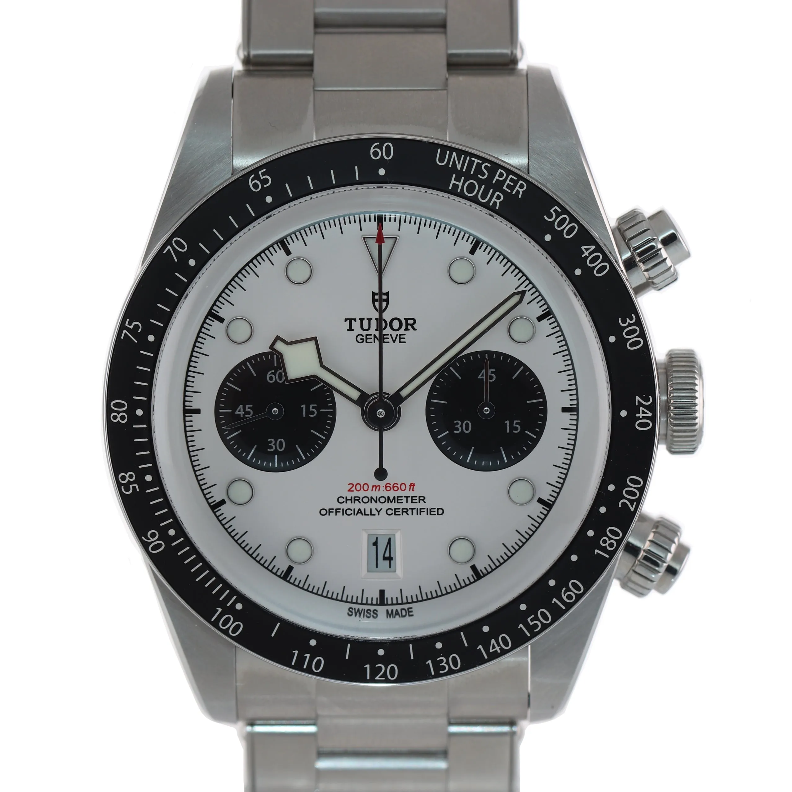 NEW MAY 2021 Tudor Black Bay Chrono Panda Steel 41mm White Date Watch 79360