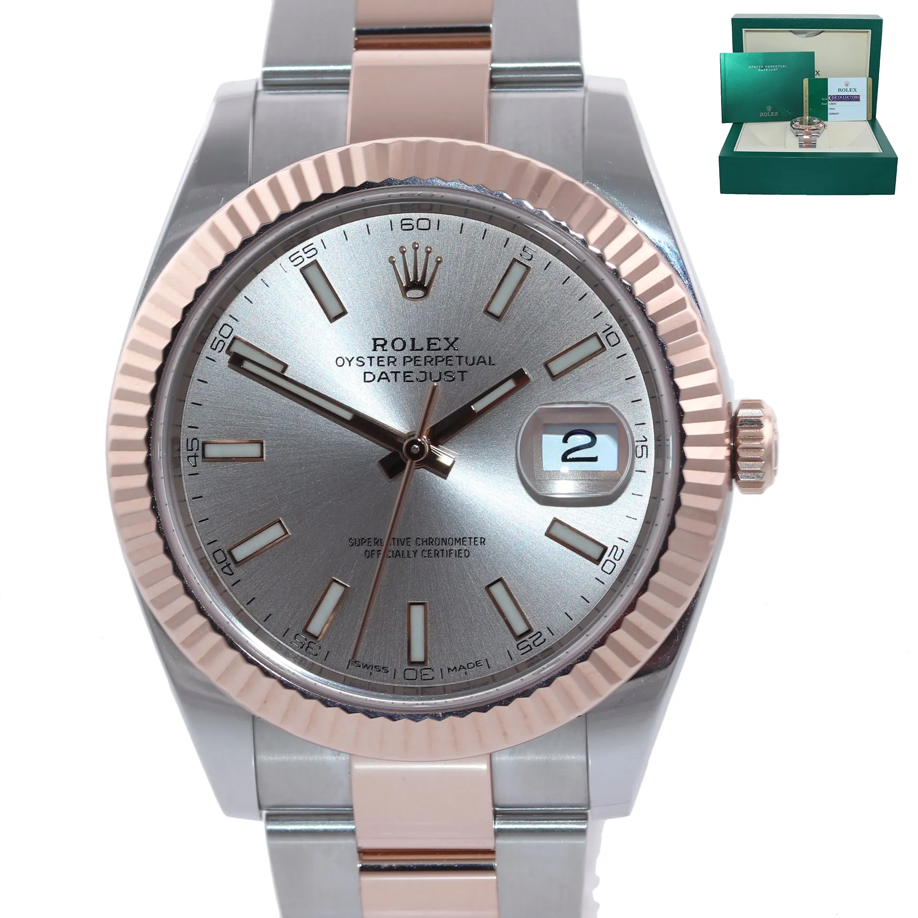 NEW PAPERS Rolex DateJust 41 126331 Sundust Everose Gold 18K Two-Tone Watch Box