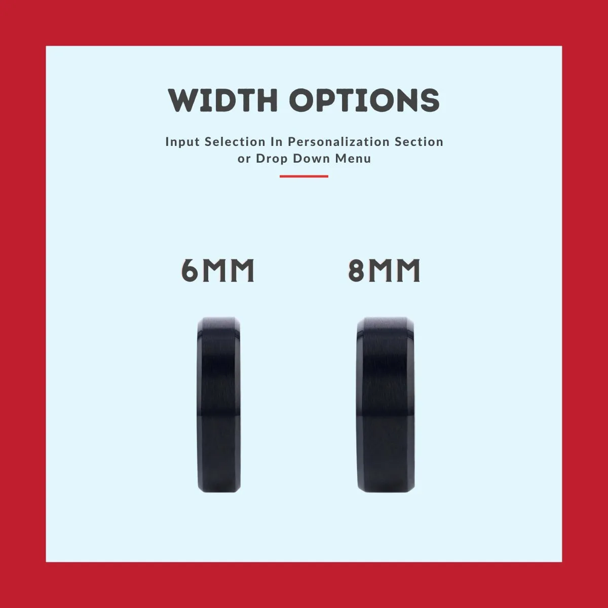 NEWT | Red Ring, Black Tungsten Ring, Brushed, Beveled