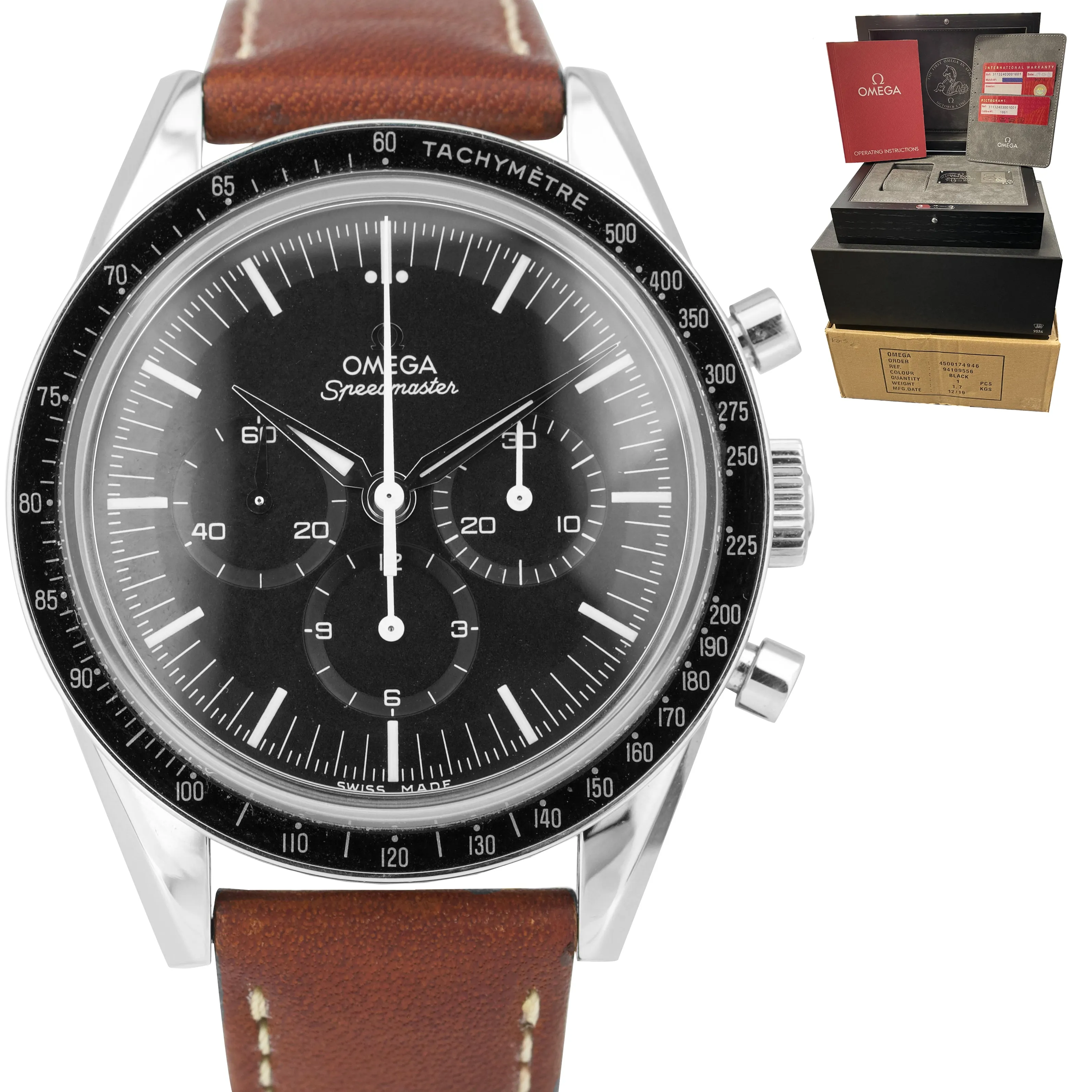 Omega Speedmaster Moonwatch 39.7mm Chronograph Watch 311.32.40.30.01.001 B P