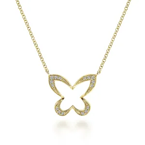 Open Diamond Butterfly Pendant Necklace