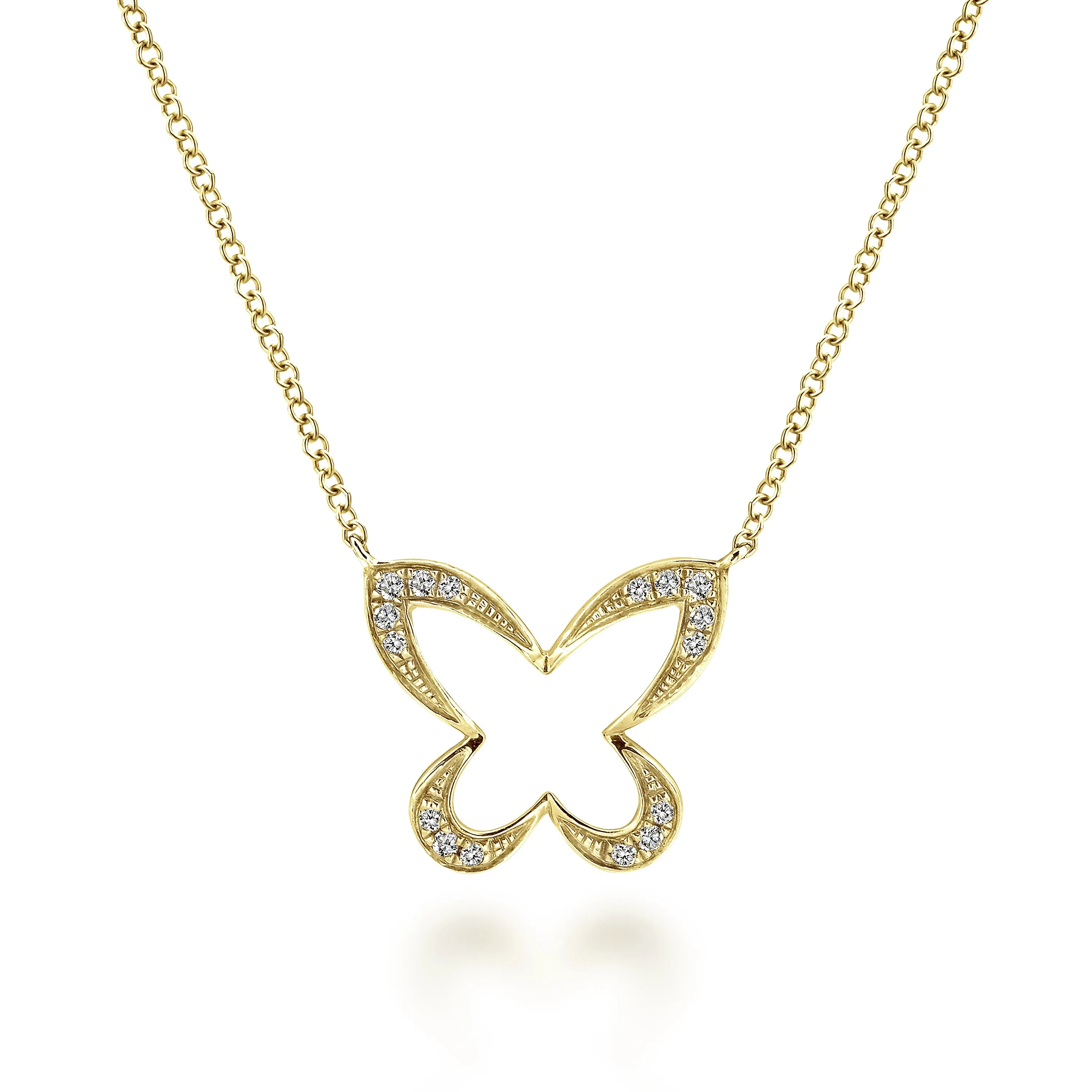 Open Diamond Butterfly Pendant Necklace