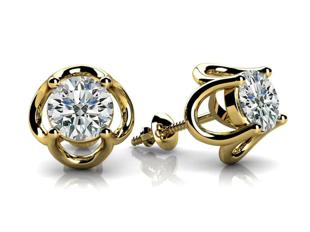 Open Tulip Diamond Stud Earrings with 0.70 ct.(finished) 4.5mm