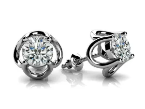 Open Tulip Diamond Stud Earrings with 0.70 ct.(finished) 4.5mm
