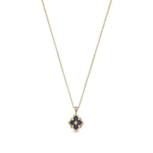 Opera 18K Yellow Gold Tulle Blue Enamel Pendant Necklace