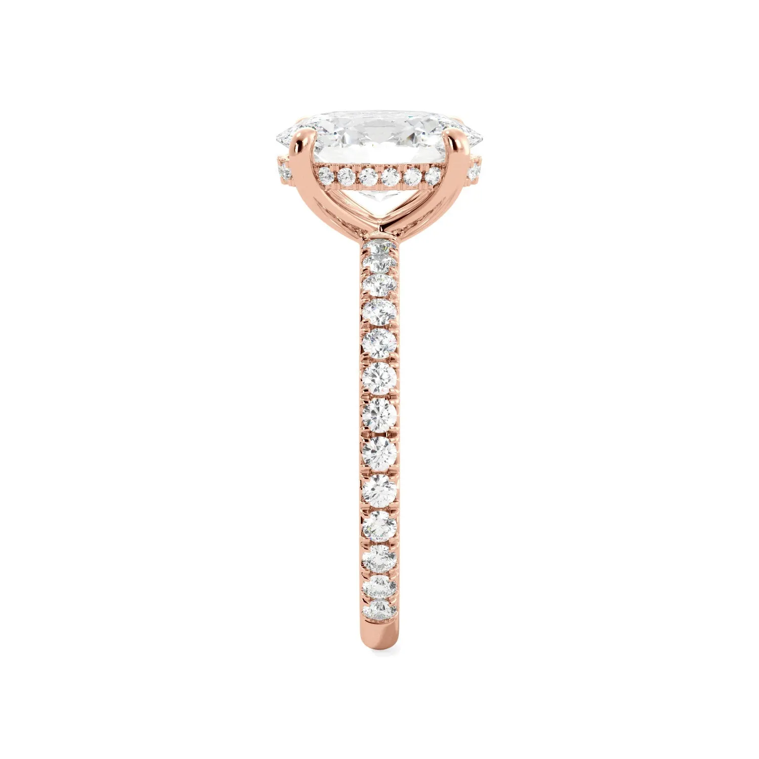 Oval Moissanite Hidden Halo Engagement Ring