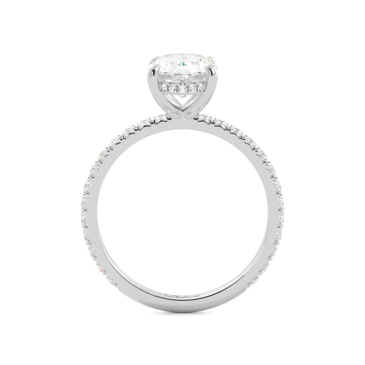 Oval Moissanite Hidden Halo Engagement Ring