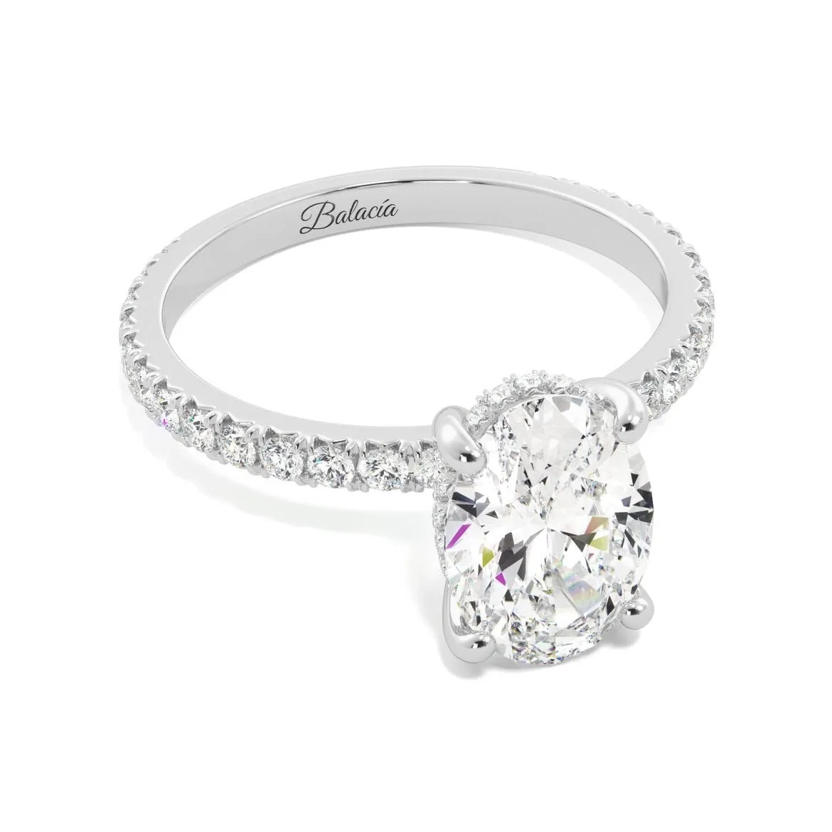 Oval Moissanite Hidden Halo Engagement Ring