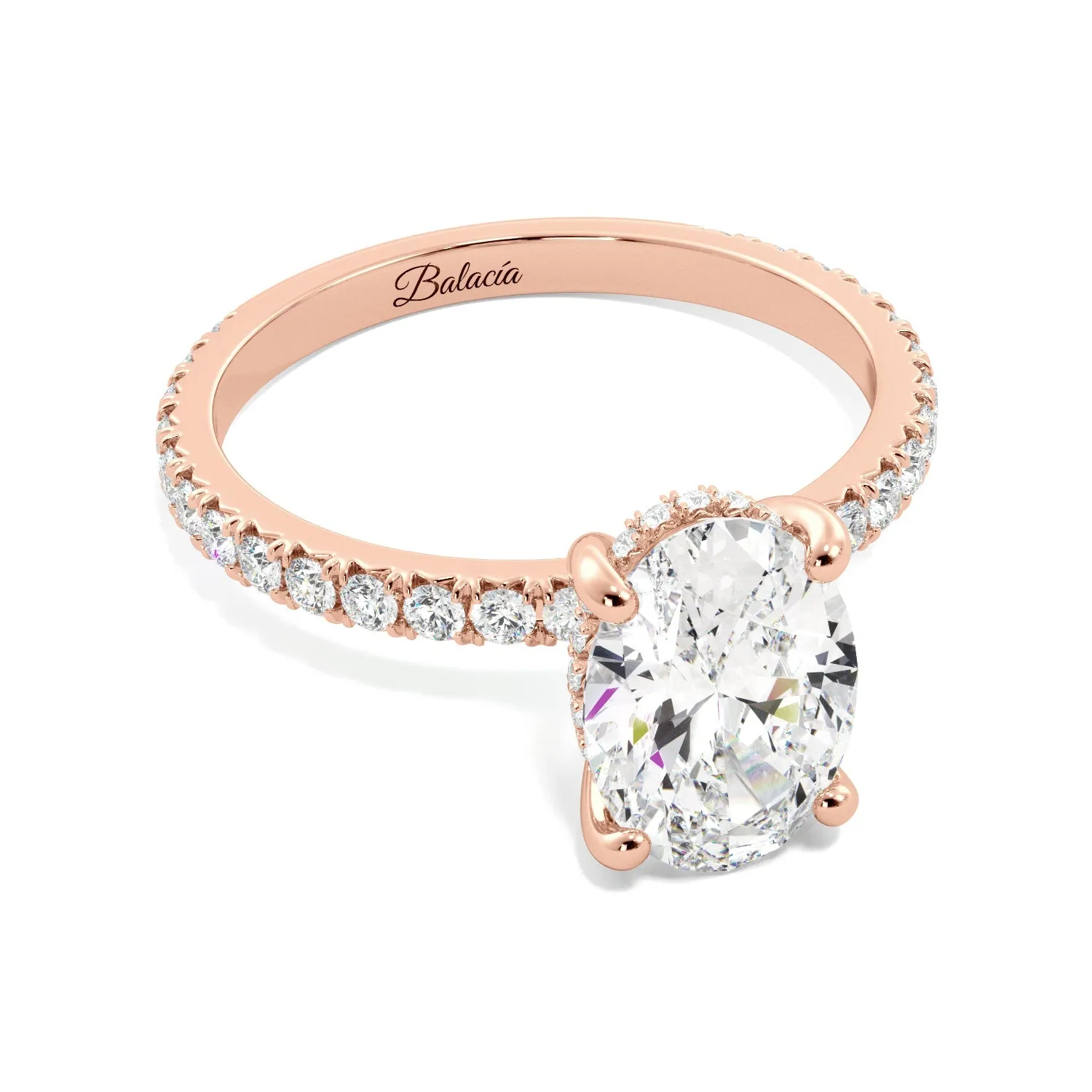Oval Moissanite Hidden Halo Engagement Ring