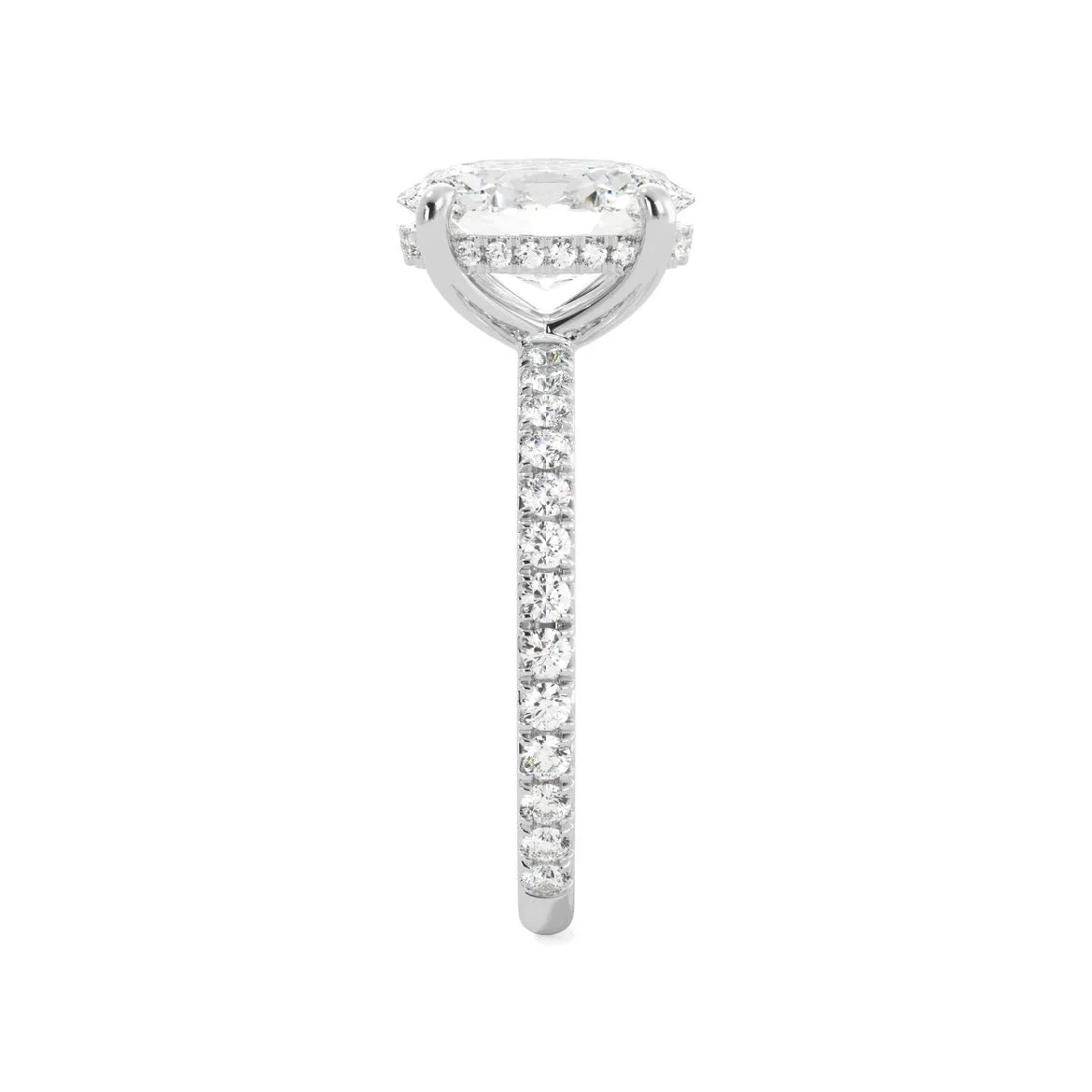 Oval Moissanite Hidden Halo Engagement Ring