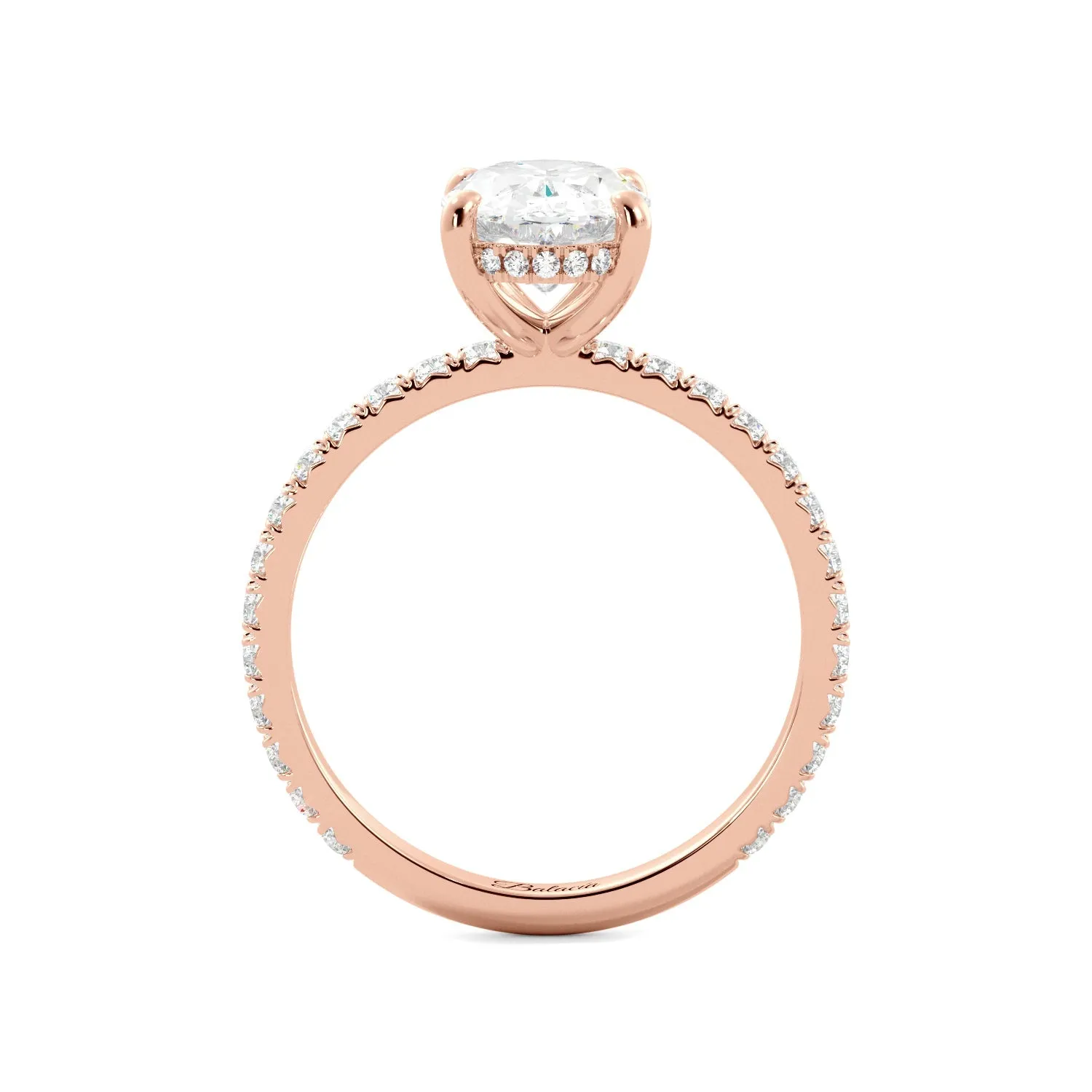 Oval Moissanite Hidden Halo Engagement Ring