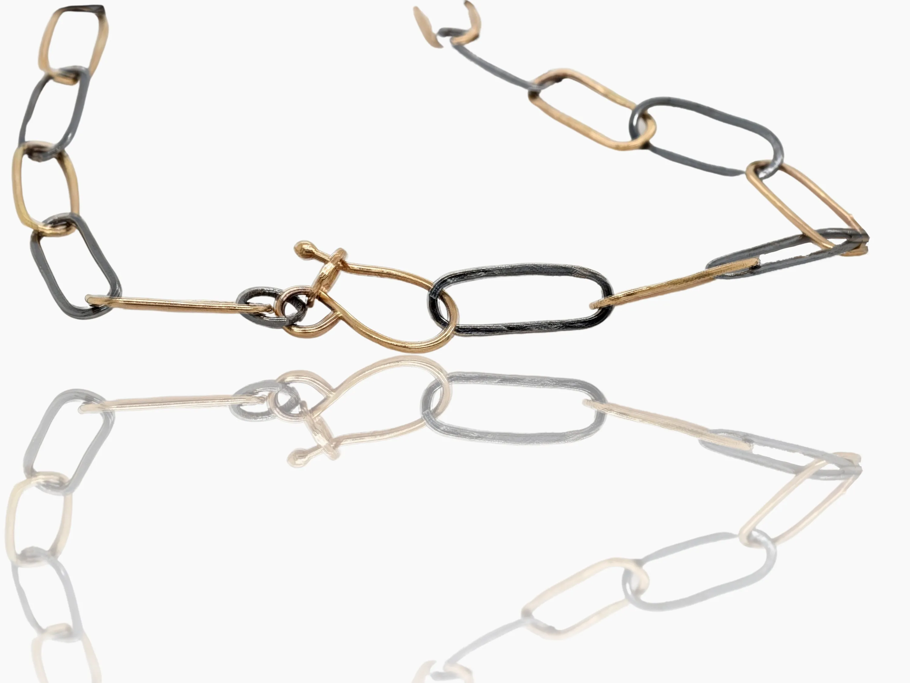 Paper Clip Link Chain in 18K Gold and Sterling