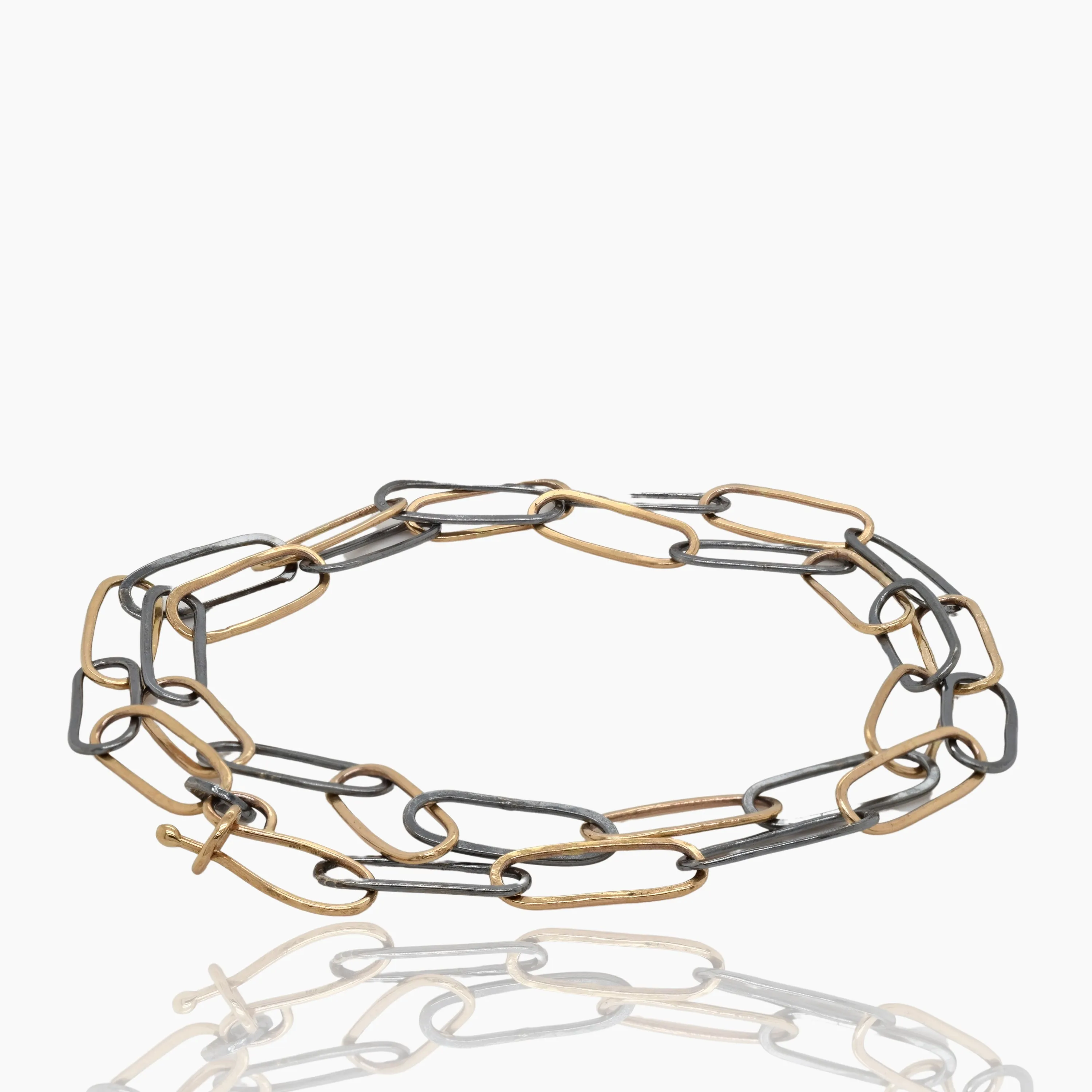 Paper Clip Link Chain in 18K Gold and Sterling