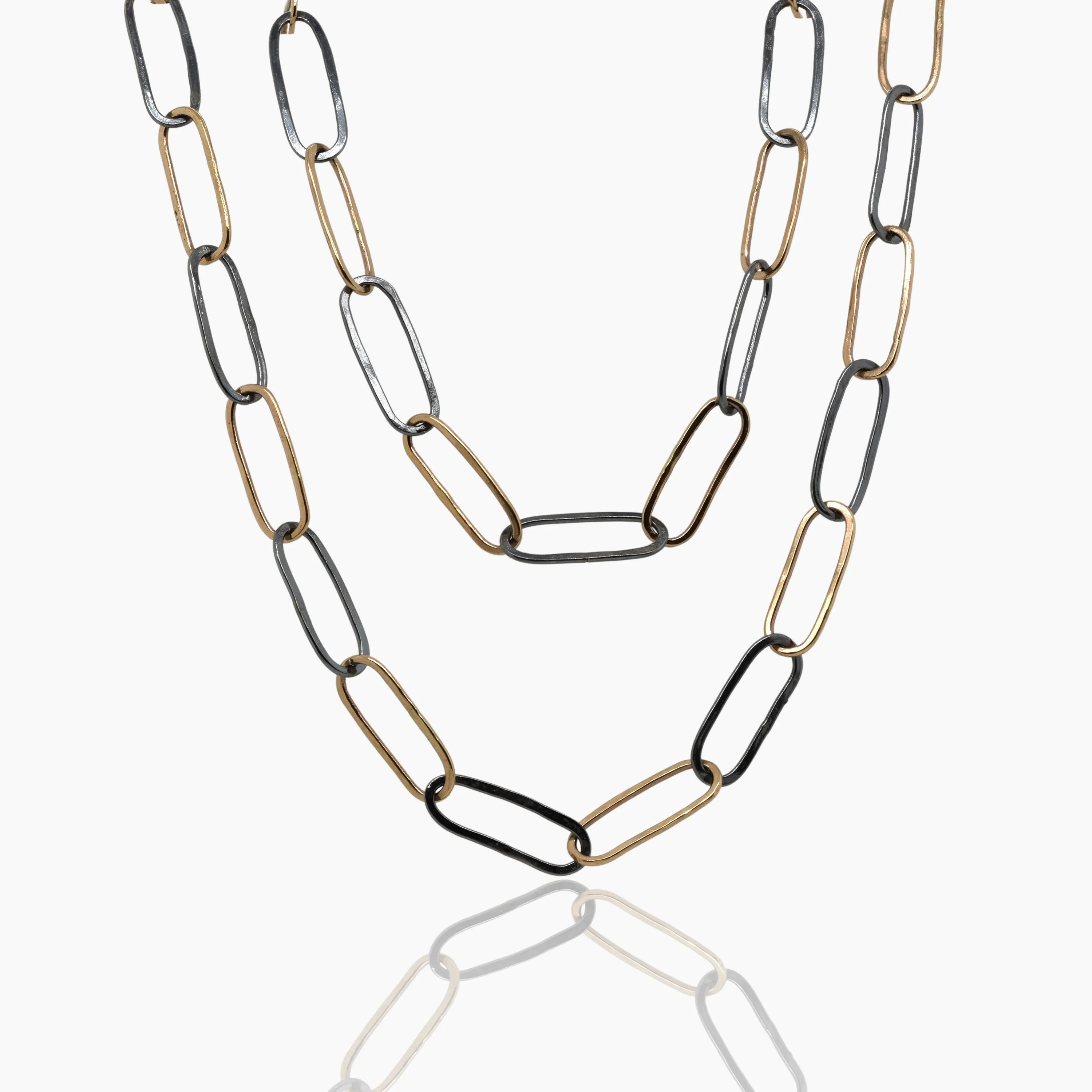 Paper Clip Link Chain in 18K Gold and Sterling
