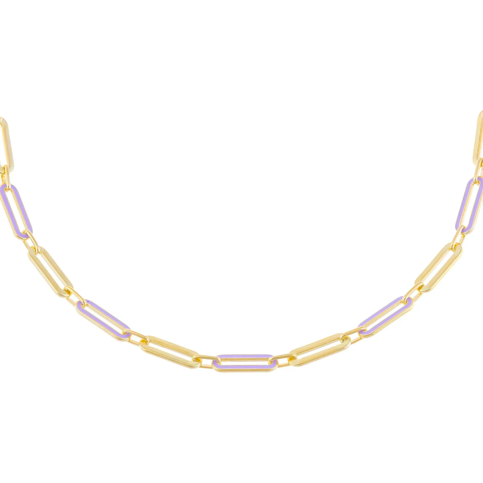 Pastel Enamel Oval Link Necklace