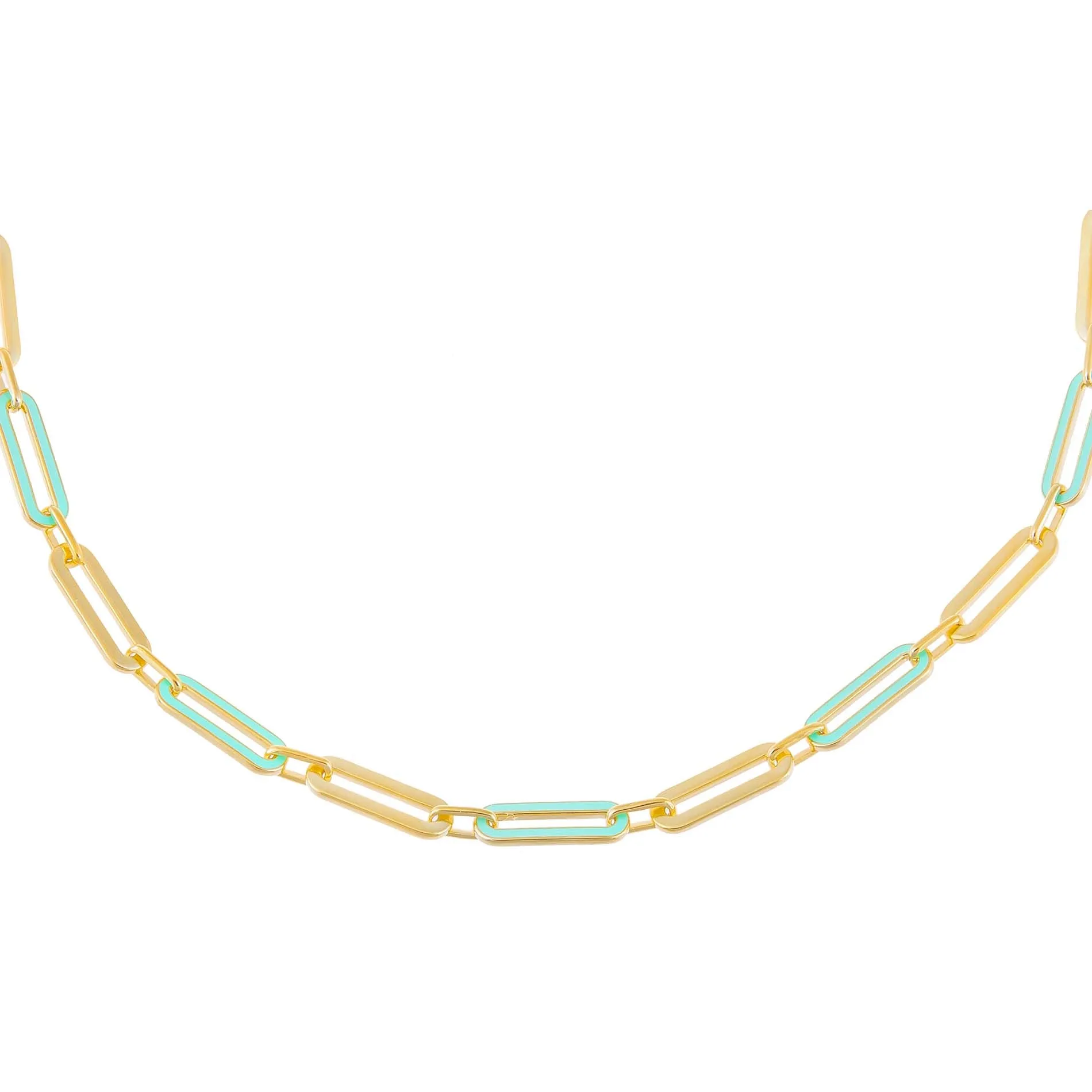 Pastel Enamel Oval Link Necklace