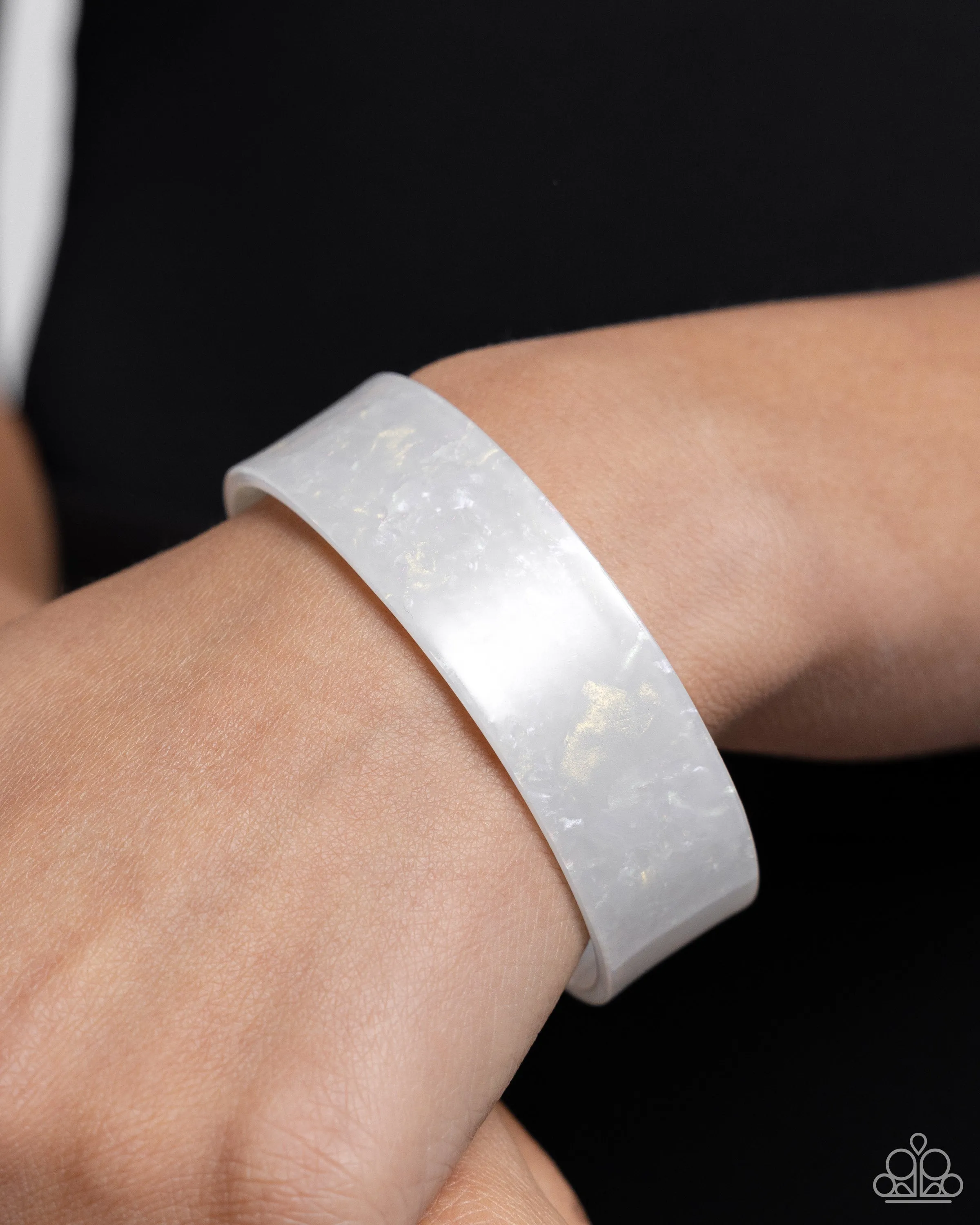 Pastel Pairing - White - Acrylic Paparazzi Cuff Bracelet