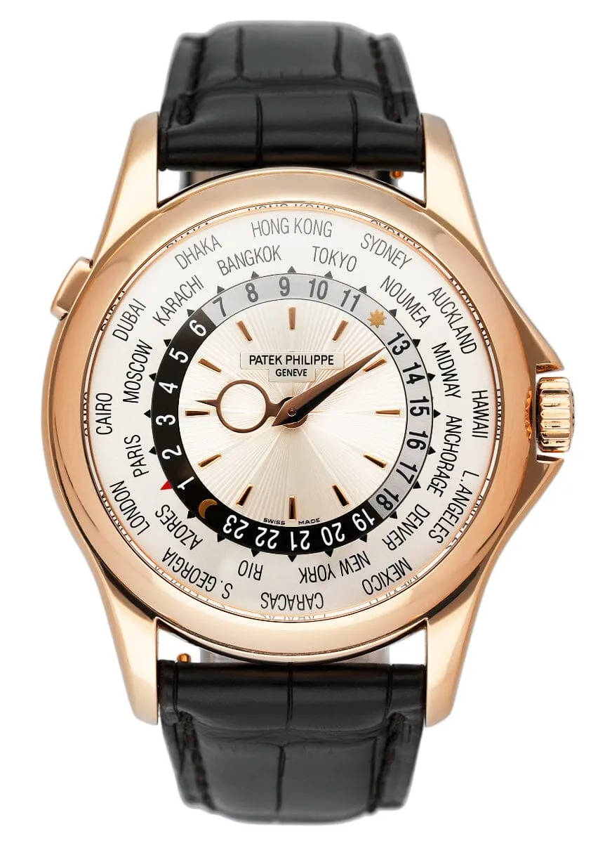 Patek Philippe World Time 5130R 18K Rose Gold Mens Watch Box Papers