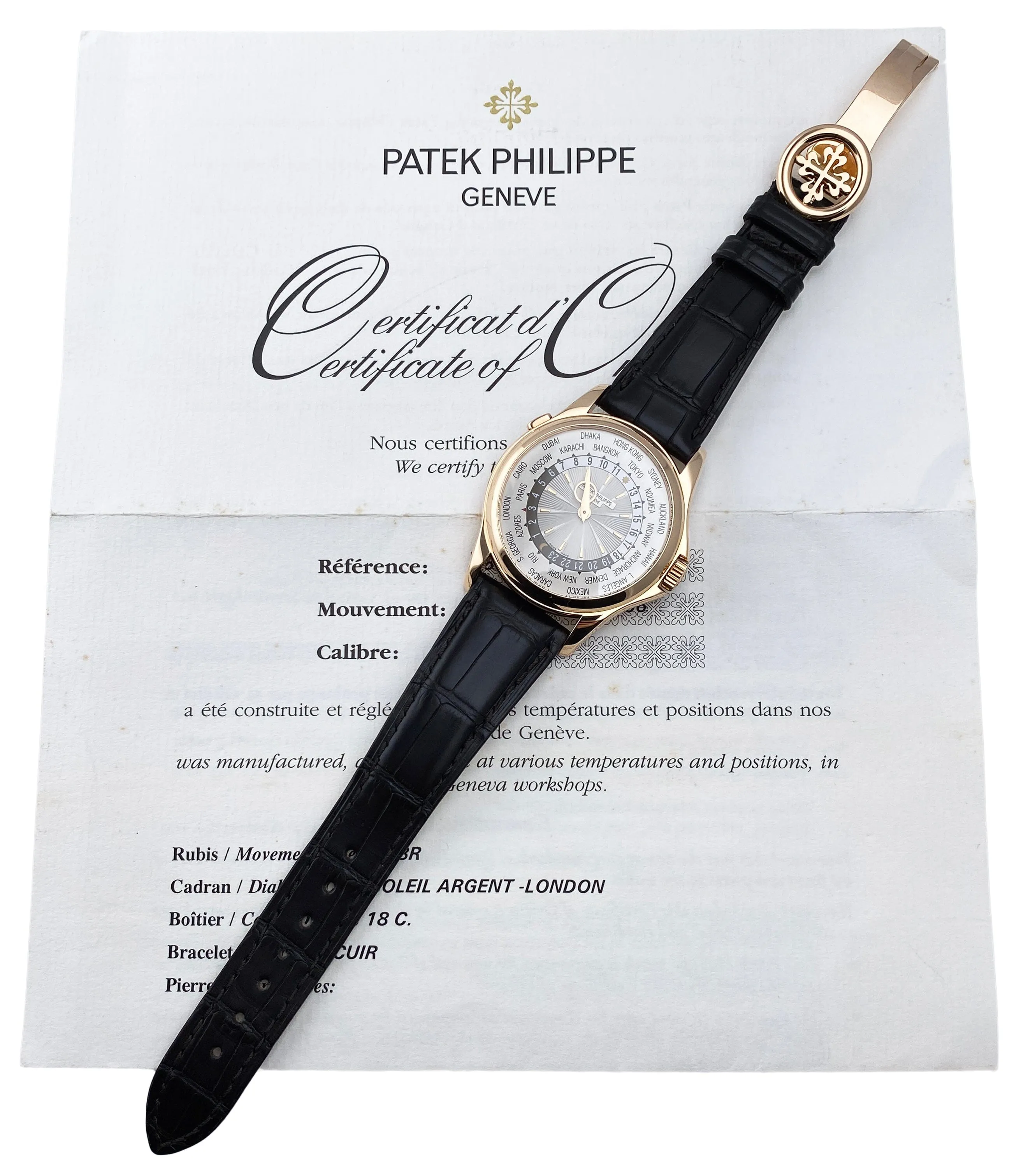 Patek Philippe World Time 5130R 18K Rose Gold Mens Watch Box Papers
