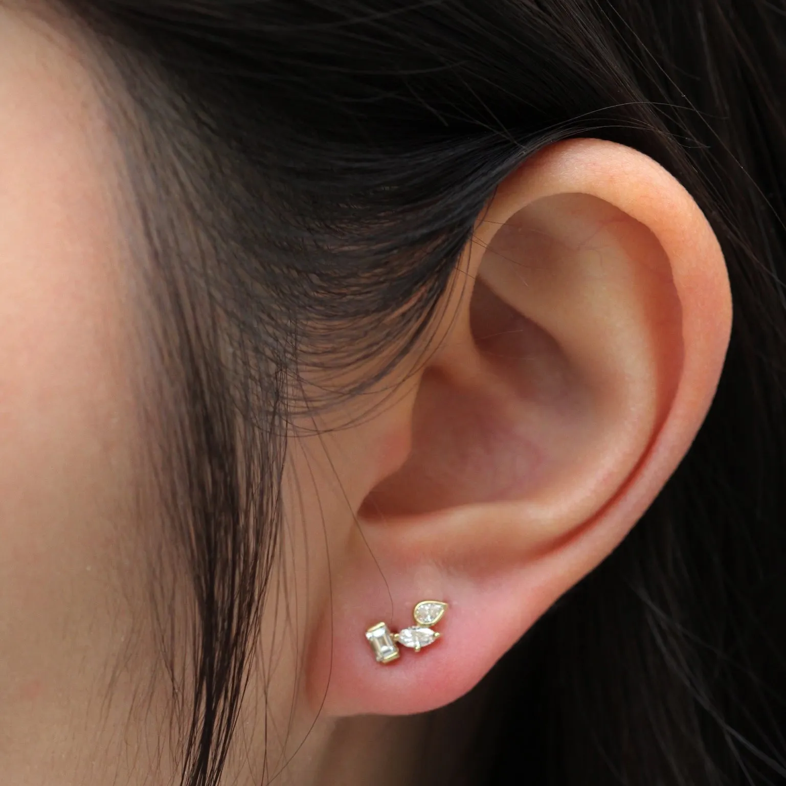 Pear, Marquise   Baguette Diamond Earrings