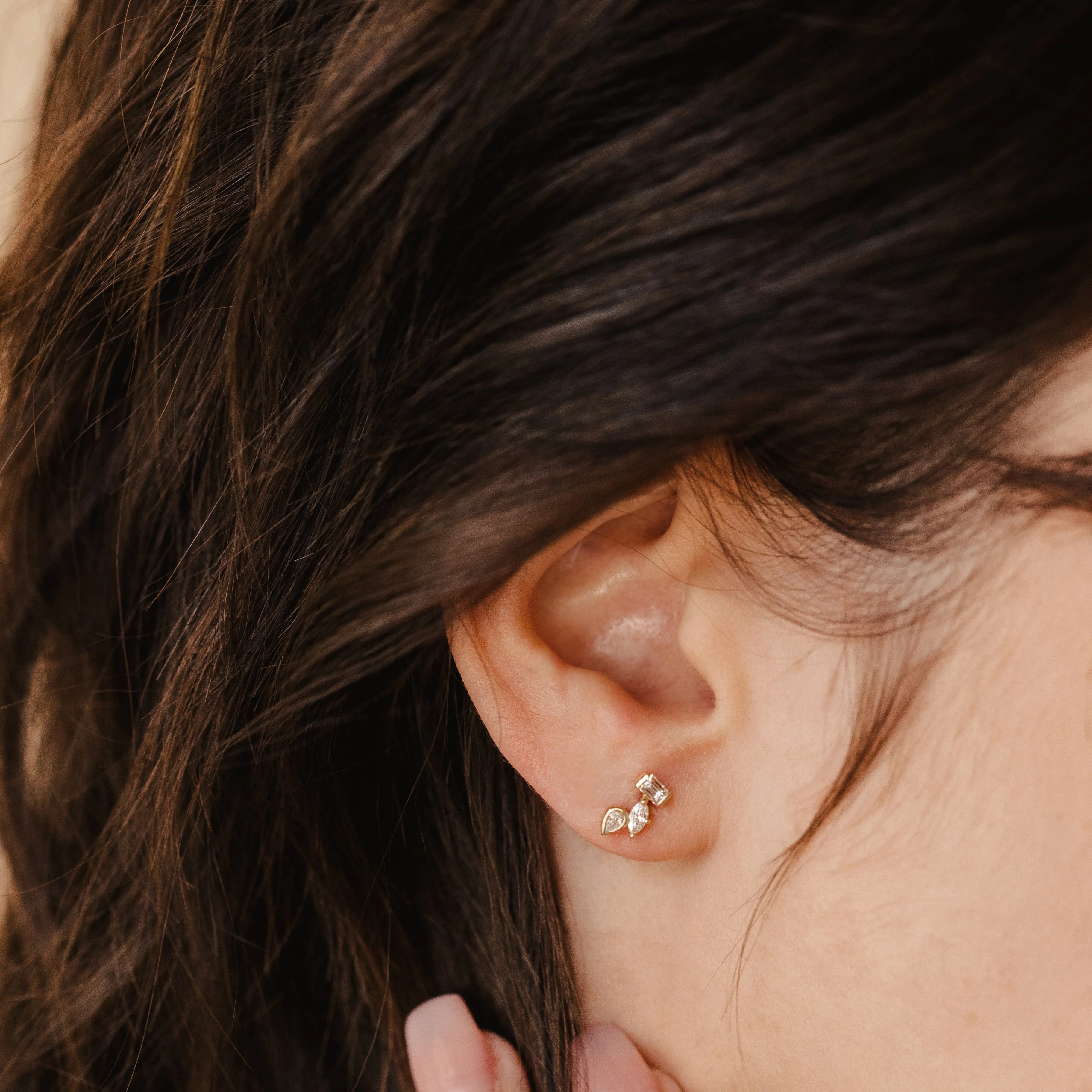 Pear, Marquise   Baguette Diamond Earrings