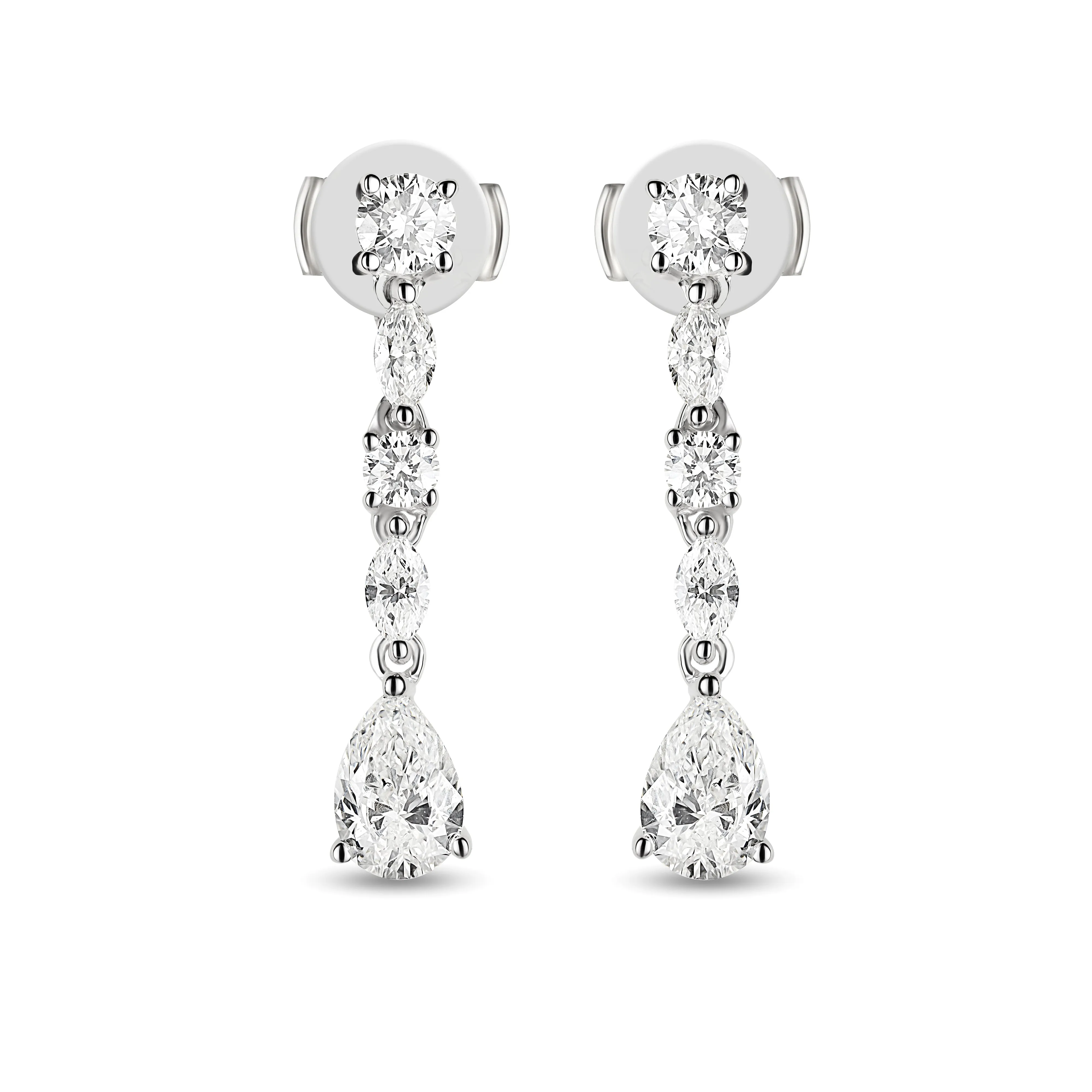 PEAR SHAPED DIAMOND DANGLE EARRINGS
