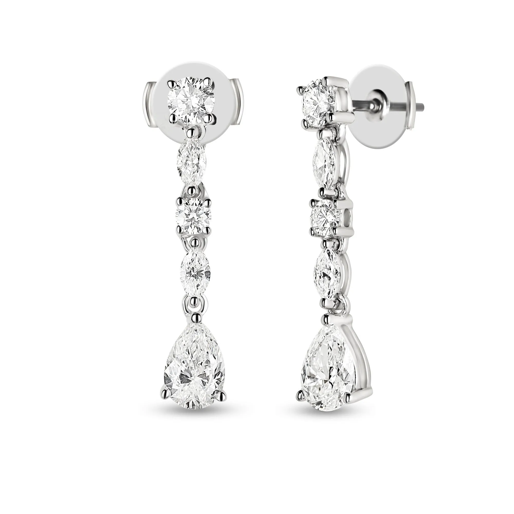 PEAR SHAPED DIAMOND DANGLE EARRINGS