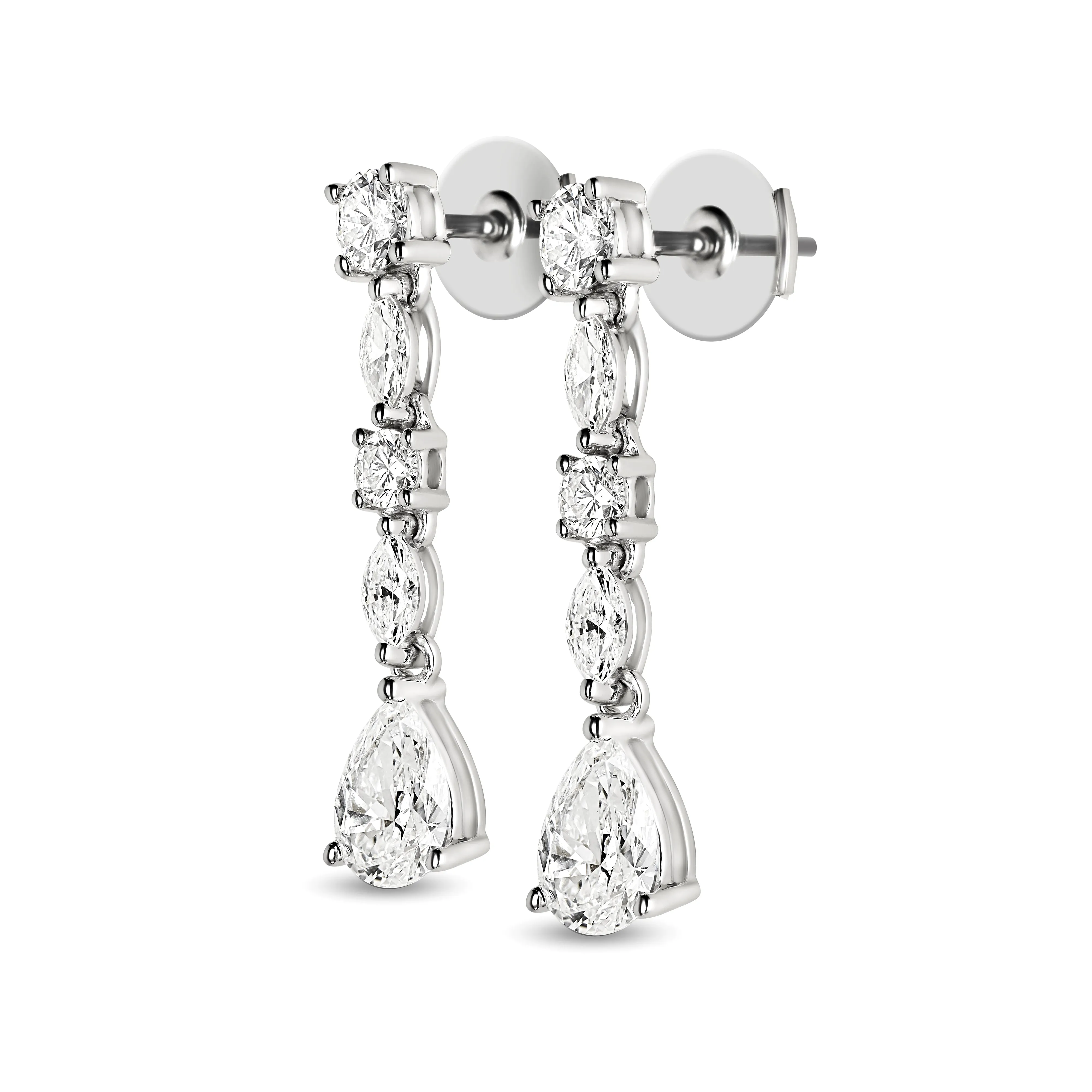PEAR SHAPED DIAMOND DANGLE EARRINGS