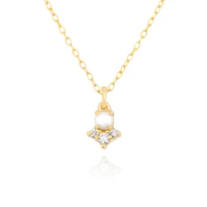 Pearl Diamond Arrow Necklace