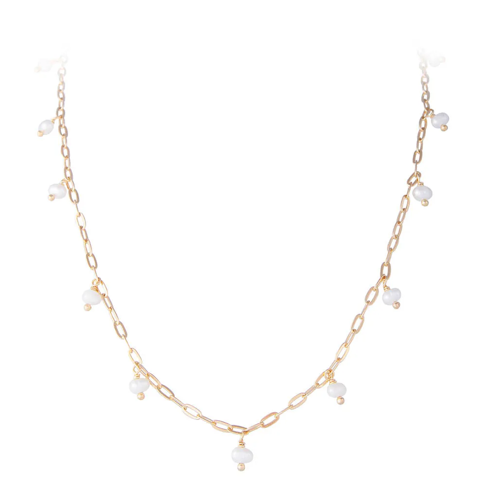 PEARL POM LINK NECKLACE