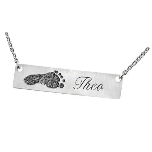 Personalized Bar Pendant Horizontal Footprint Necklace or Bracelet