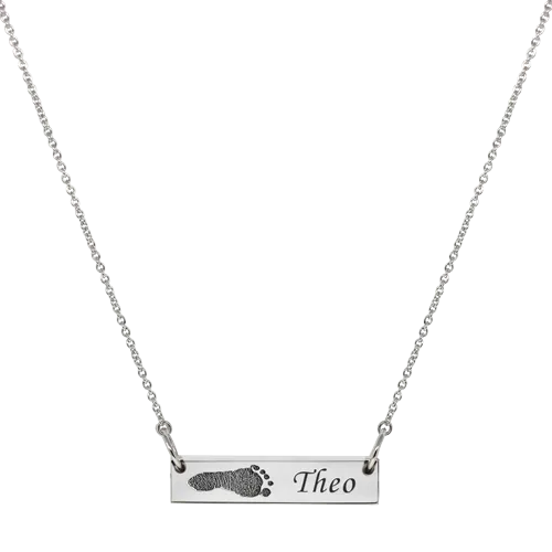 Personalized Bar Pendant Horizontal Footprint Necklace or Bracelet