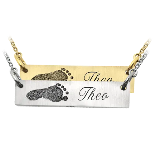 Personalized Bar Pendant Horizontal Footprint Necklace or Bracelet
