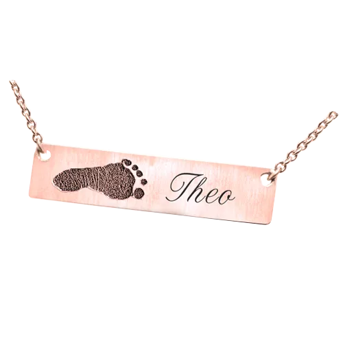 Personalized Bar Pendant Horizontal Footprint Necklace or Bracelet