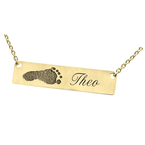 Personalized Bar Pendant Horizontal Footprint Necklace or Bracelet