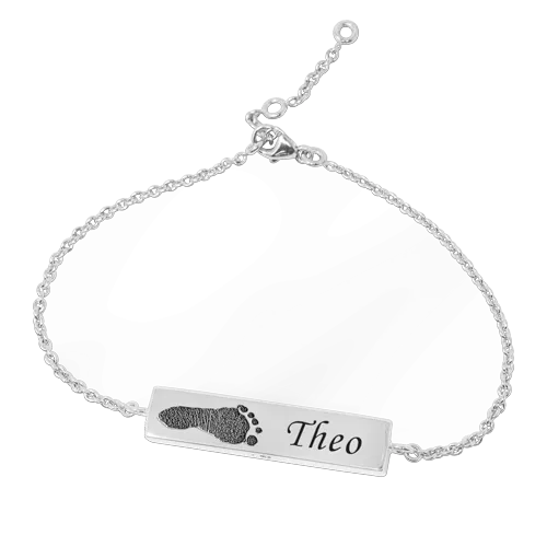 Personalized Bar Pendant Horizontal Footprint Necklace or Bracelet