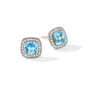 Petite Albion® Stud Earrings with Blue Topaz and Pavé Diamonds