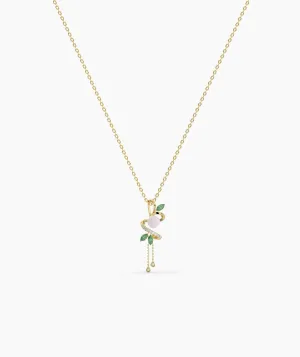 Pink & Green Gemstone Floral Pendant