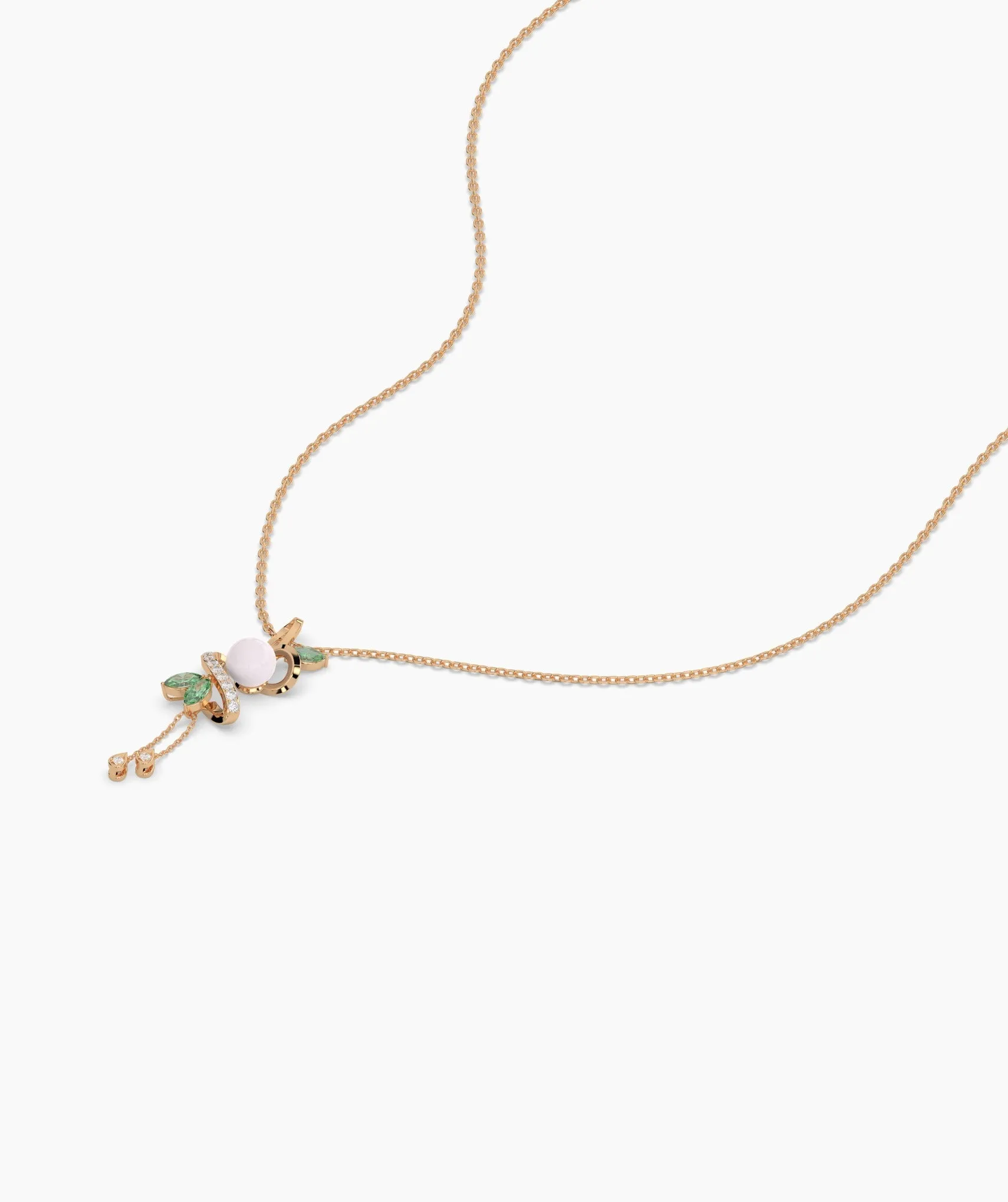 Pink & Green Gemstone Floral Pendant