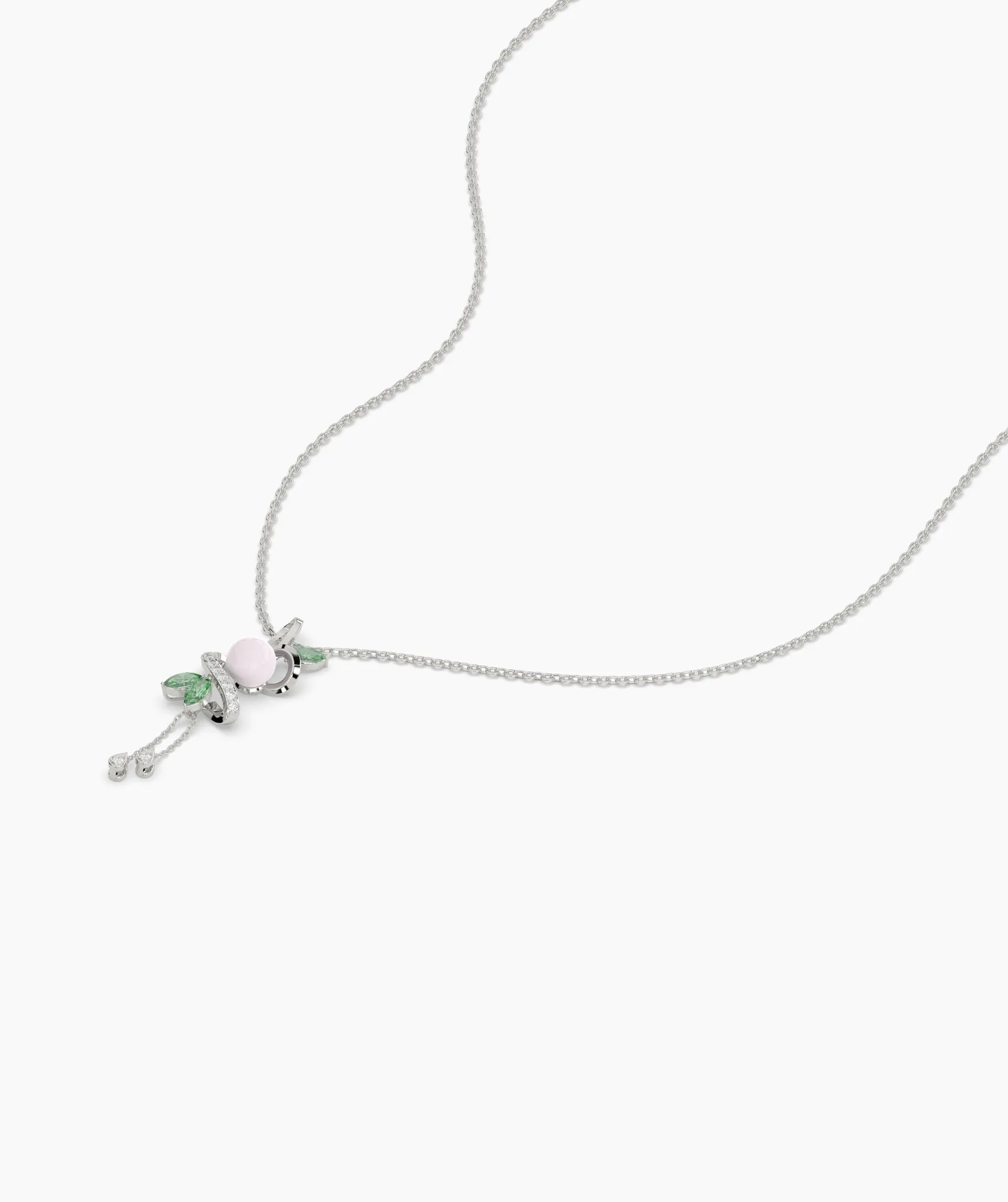 Pink & Green Gemstone Floral Pendant