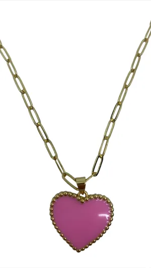 Pink Enamel Heart Pendant
