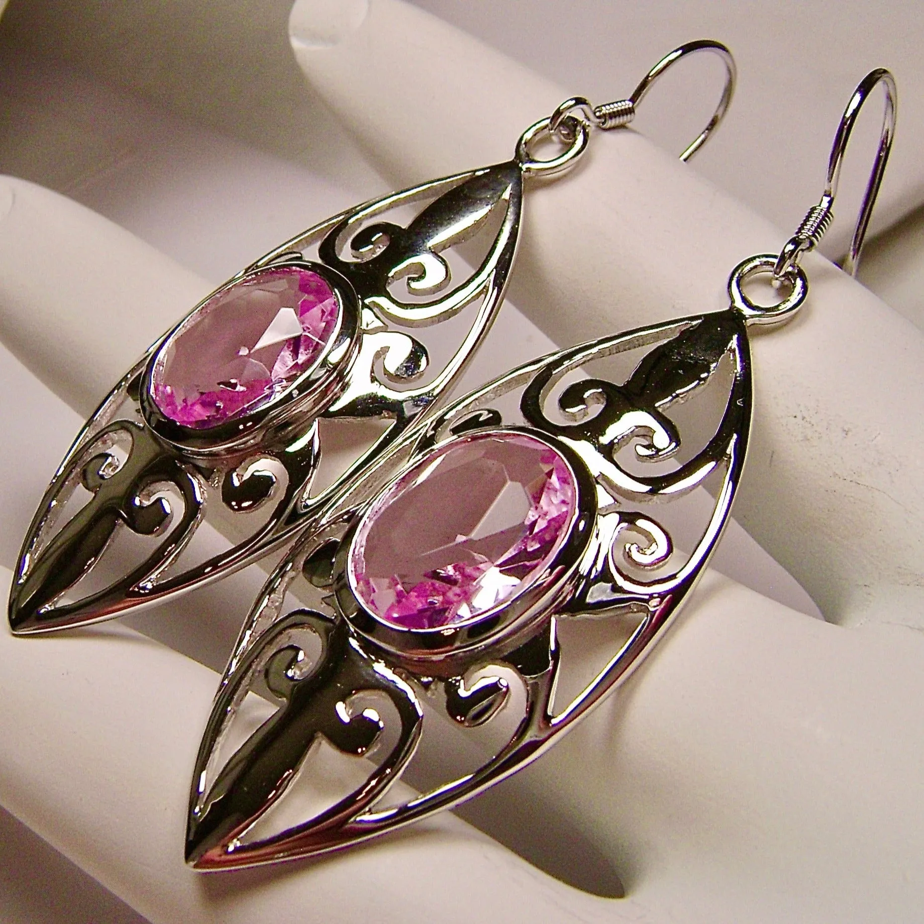 Pink Topaz Earrings, Art Nouveau Jewelry, #E32