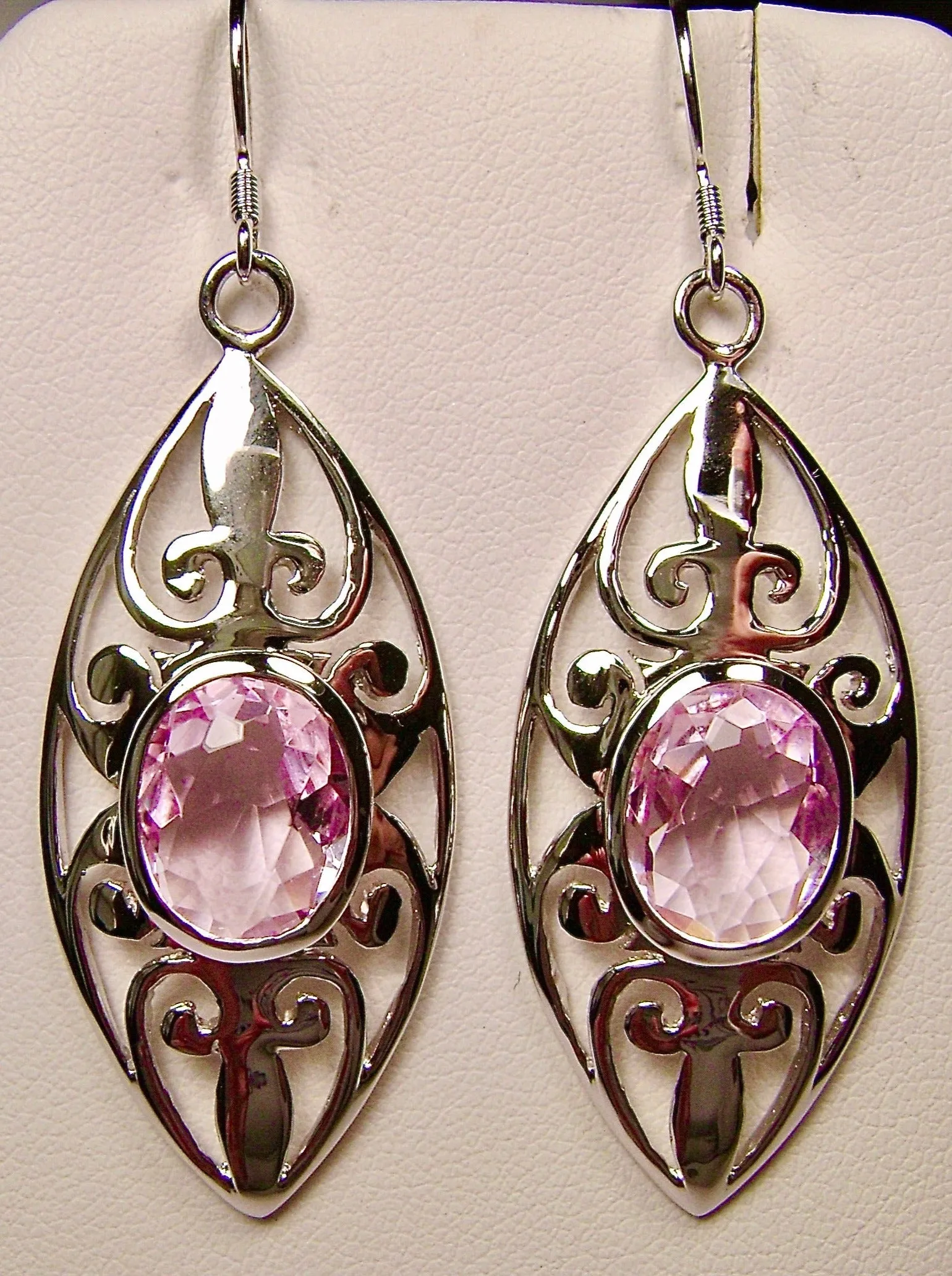 Pink Topaz Earrings, Art Nouveau Jewelry, #E32