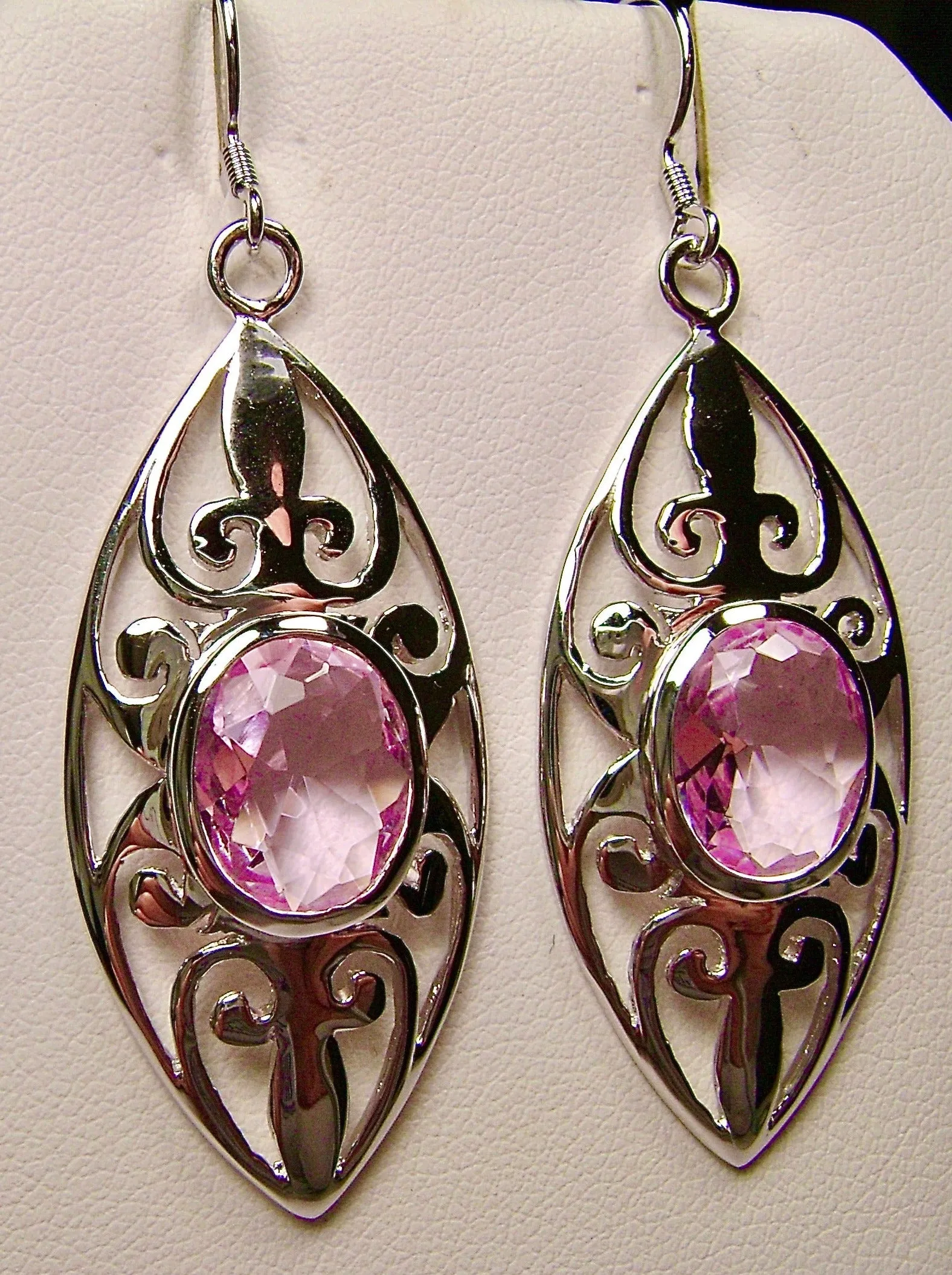 Pink Topaz Earrings, Art Nouveau Jewelry, #E32