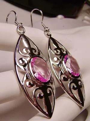 Pink Topaz Earrings, Art Nouveau Jewelry, #E32
